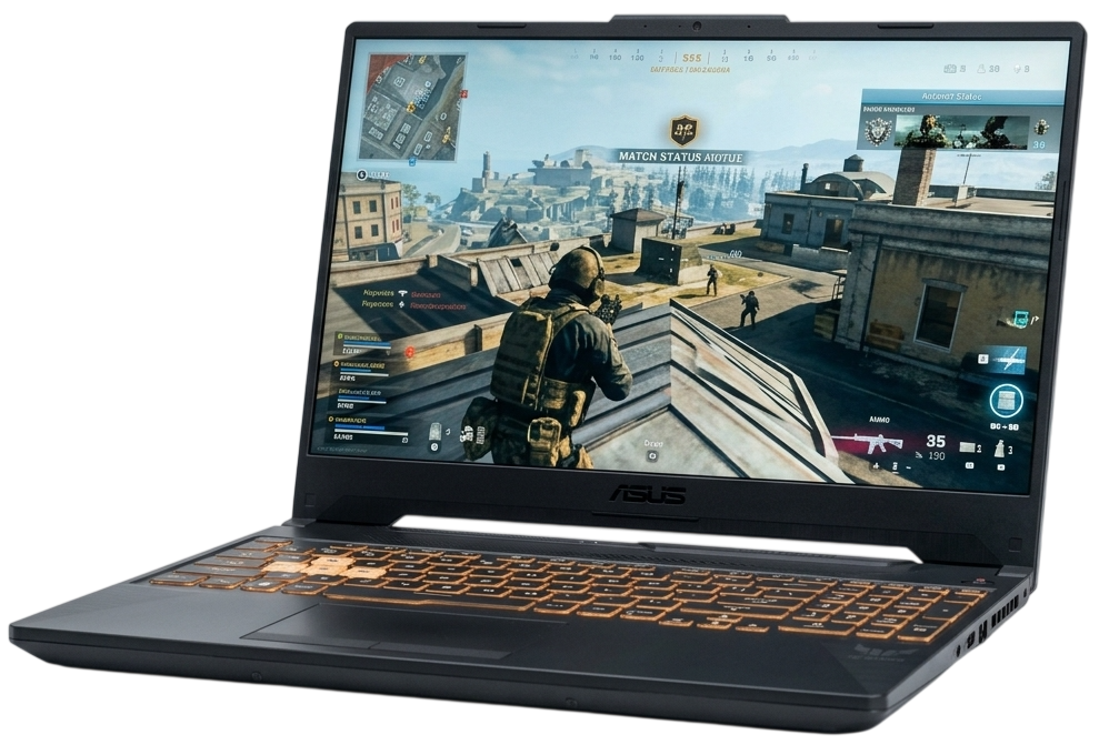 Notebook Asus TUF Gaming F16 mostrando em sua tela o game COD Warzone.