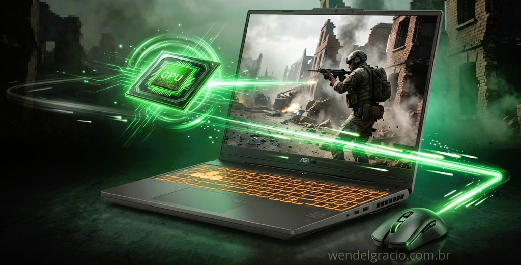 "Ilustração do NVIDIA Reflex Ativado + Aumento reduzindo a latência no Warzone com ASUS TUF Gaming F16"