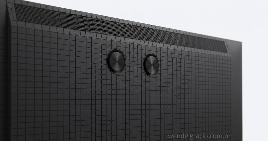 Sistema de áudio integrado de uma TV com subwoofer