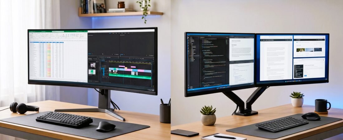 Monitor Ultrawide 34″ ou dois de 27″: Qual é melhor para trabalhar?