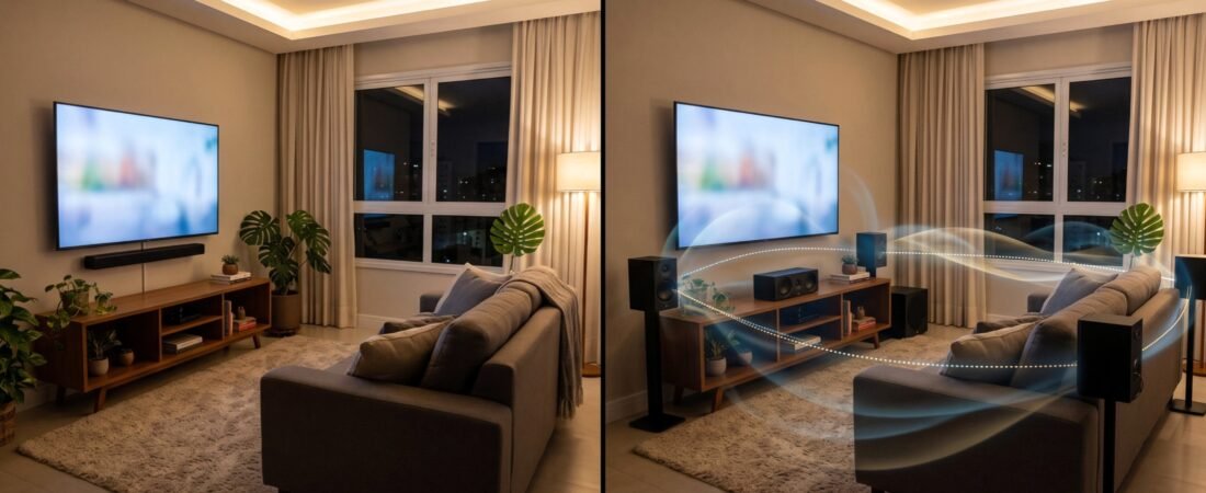 Soundbar ou Home Theater: Qual sistema de áudio combina mais com a sua sala?